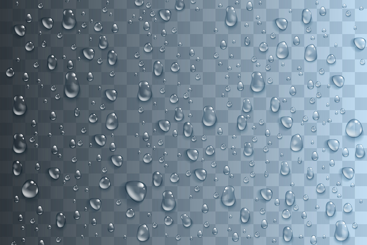 Realistic transparent water drops, a Pattern Graphic by Good Studio