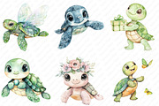 Watercolor Baby Turtle Clipart, an Illustration by Watercolor design (Thumbnail 3 of 12)