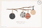 Christmas Balls I Clip Art, a Decorative Illustration by PeDe Designs (Thumbnail 1 of 5)
