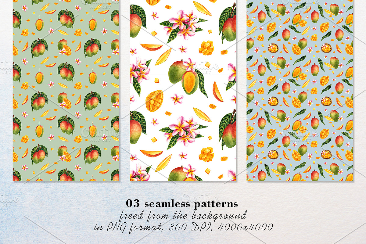 Mango watercolor clipart, a Food Illustration by a_ptichkina (Photo 3 of 4)
