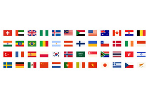 Flag of world set, collection with, an Animal Illustration by Flashvector