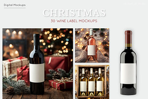 Christmas Wine Bottle Mockups Set