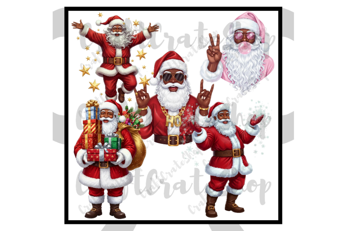 Black Santa Claus Clipart, an Illustration by CraftCrateShop (Photo 7 of 7)