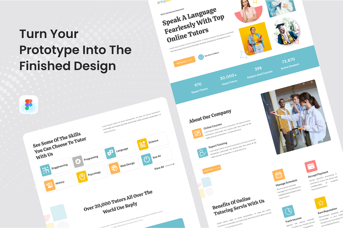 Trytors - Online Course Landing Page, an UI Kit Template by SquidPixey (Photo 4 of 5)