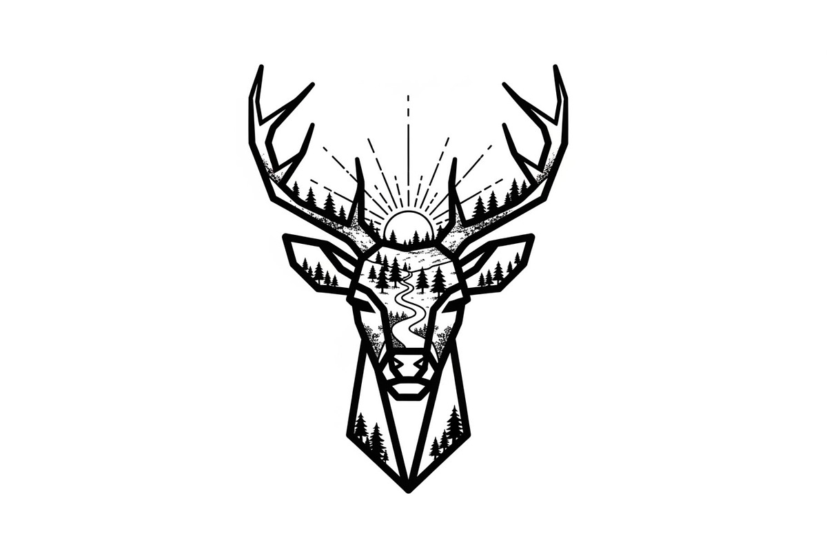 Artistic Geometric Deer Head Bundle, an Illustration by yasushie (Photo 7 of 31)