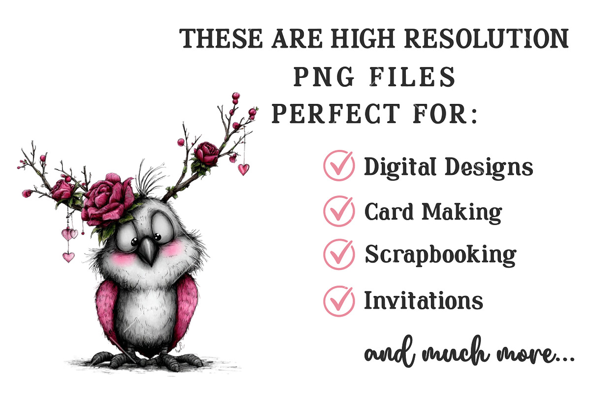 Whimsical Valentine Bird Clipart, an Illustration by OK Design (Photo 4 of 6)
