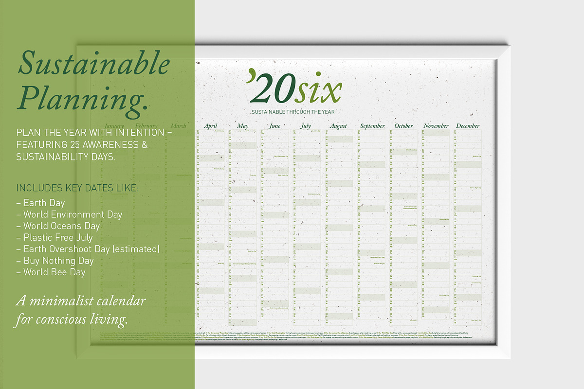 2026 Eco Wall Calendar: Herbal Green preview 3