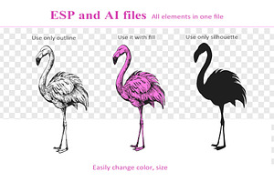 Flamingo Outline Clipart