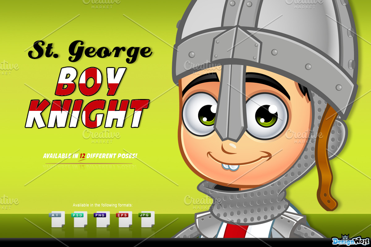 St. George Boy Knight Character, an Illustration by DesignWolf (Photo 1 of 2)