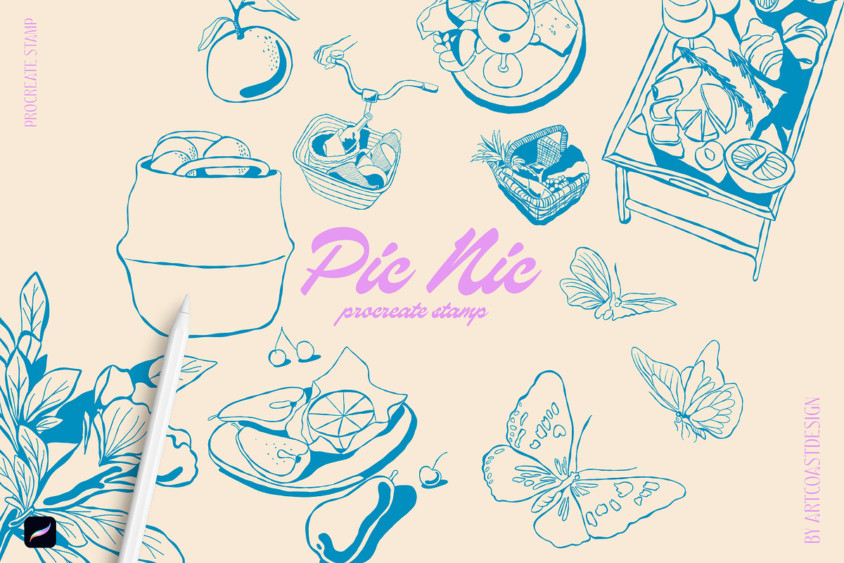 Procreate Picnic & Barbecue Stamp, a Brush Add-On by Spasibenko Art (Photo 1 of 6)
