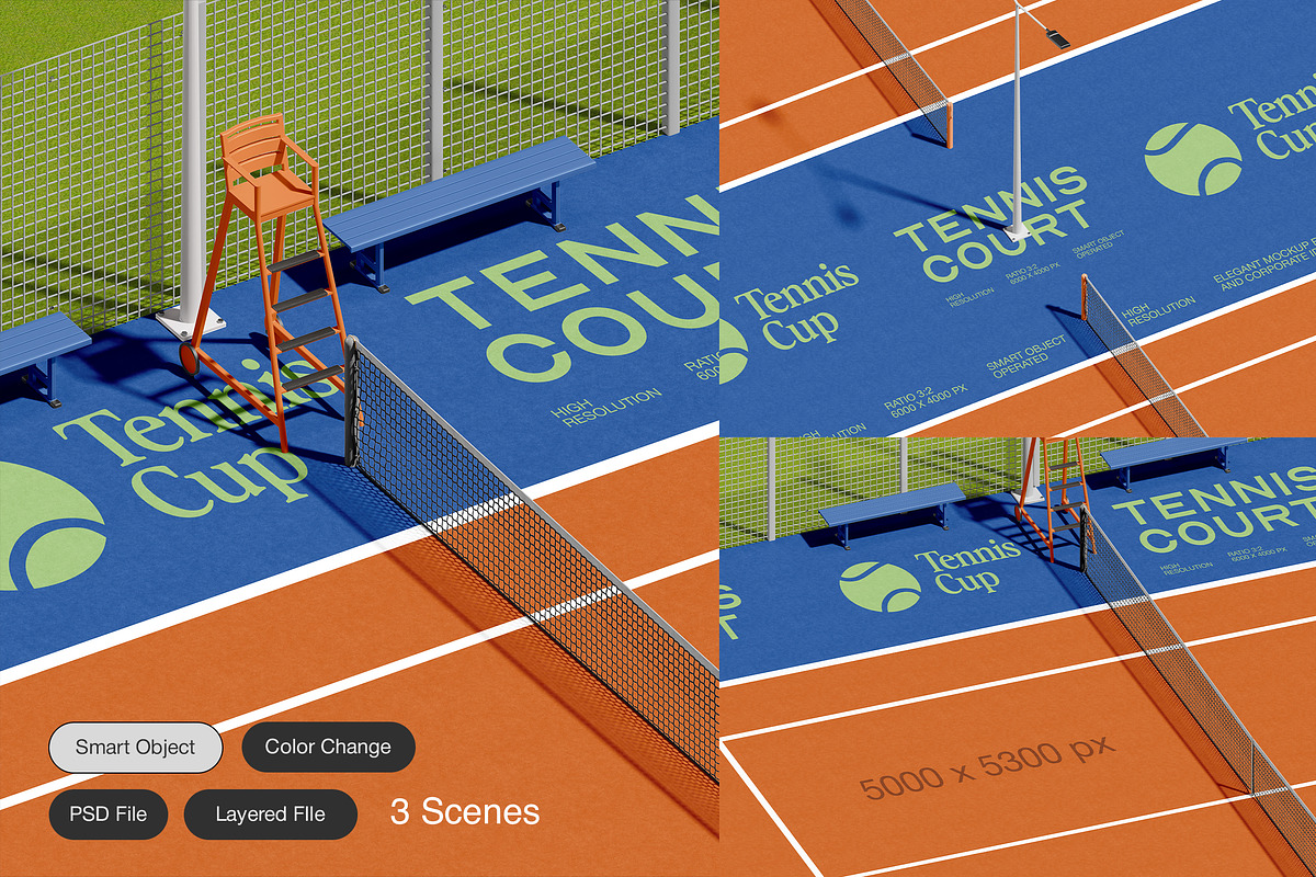 Court Branding Mockup – 3 PSD Scenes, an Advertising Mockup by decographstud (Photo 1 of 6)