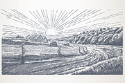 Rural landscape with village, a Food Illustration by Countryside life (Thumbnail 3 of 7)