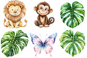 Watercolor Safari Friends Clipart, a Seasonal Illustration by CitraGraphics (Thumbnail 5 of 7)