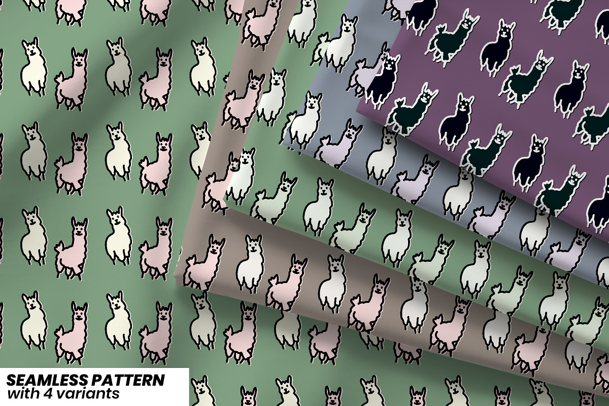 Twin Llama Pattern, a Pattern Graphic by Pyopo (Photo 1 of 3)