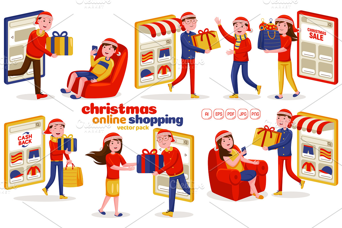 Christmas Online Shopping Vector Pak, an Object Graphic by MEDZ (Photo 1 of 3)