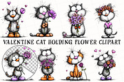 Valentine Cat Holding Flower Clipart, an Illustration by OK Design (Thumbnail 3 of 6)
