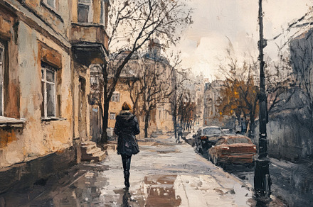 Woman walking along Zrinyi street in, a Photo by Iftikhar Alam