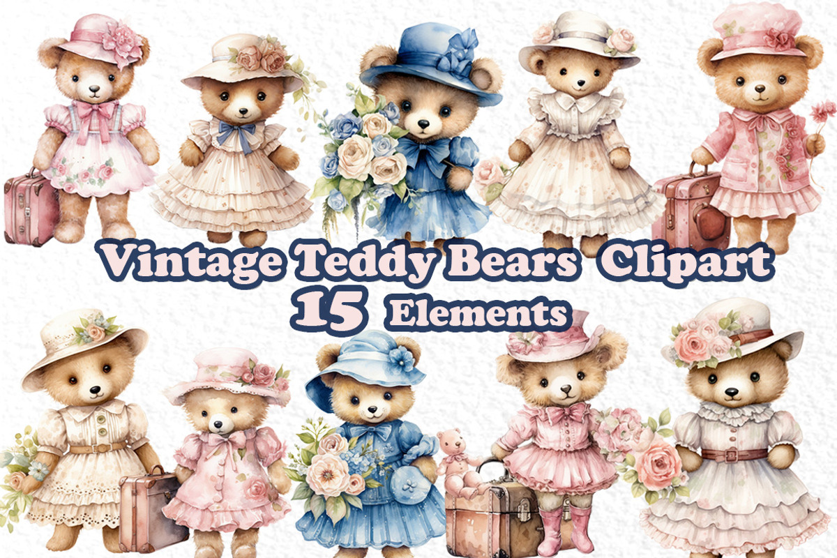 Teddy Bear Clipart,Watercolor Teddy, an Animal Illustration by vivastarkids (Photo 1 of 4)