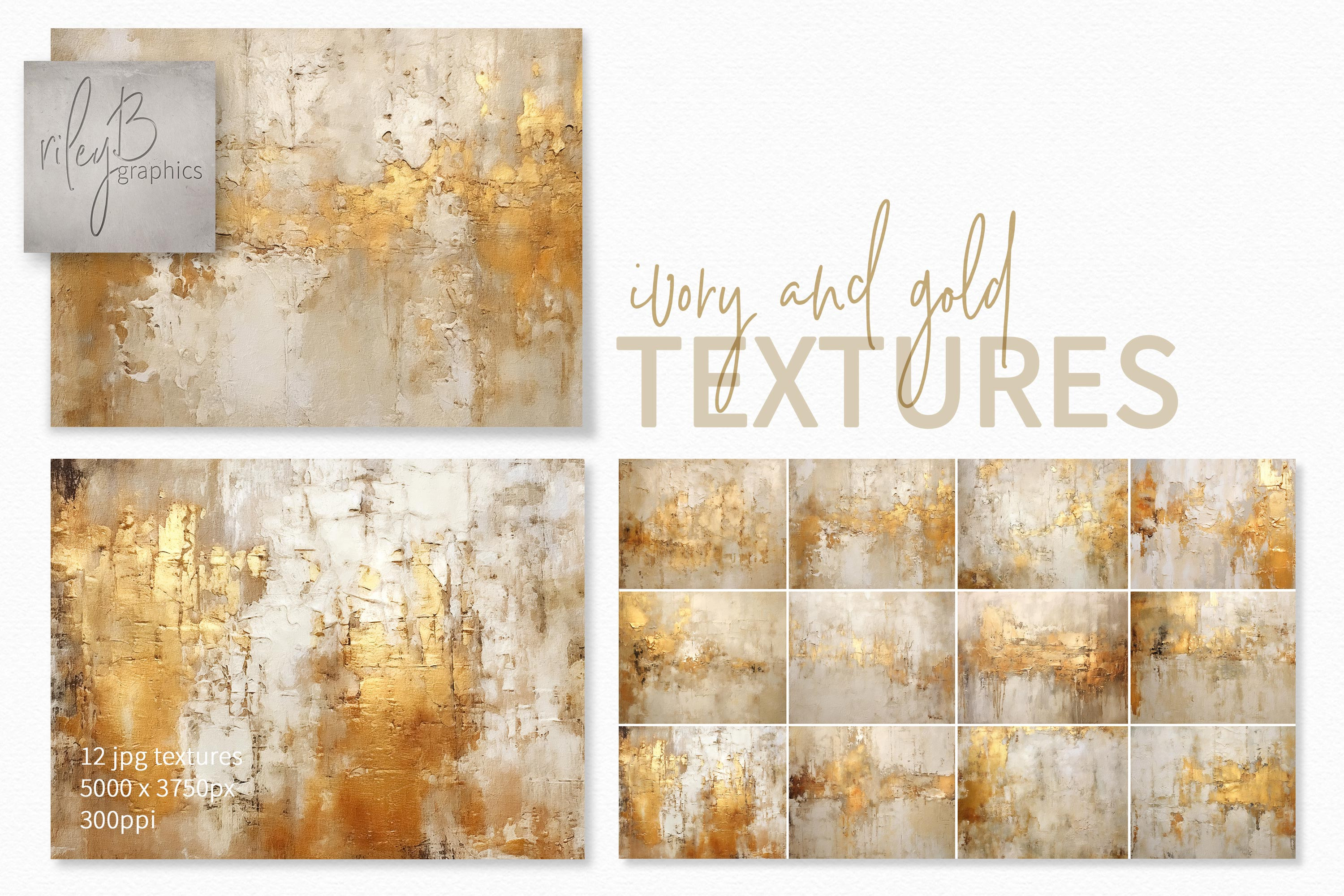 Ivory and Gold Texture Digital Paintings