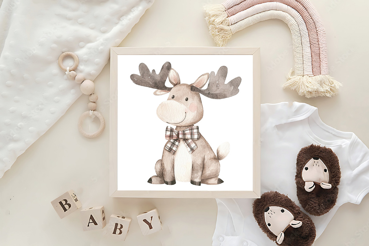 Kawaii Christmas Moose Clipart, an Illustration by CraftArtStudio (Photo 5 of 5)