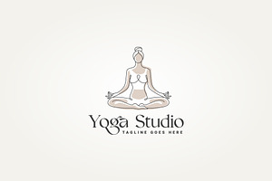 minimalist yoga studio line art logo, a Branding & Logo Template by Blazybone