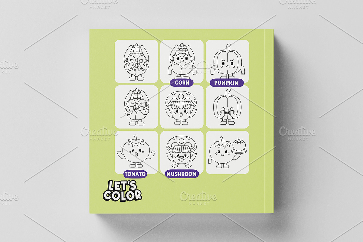 Kawaii Veggies Coloring Book 02, an Education Illustration by MEDZ (Photo 2 of 3)