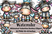 Whimsical Valentine Donkey Clipart, an Illustration by Design Market (Thumbnail 1 of 3)