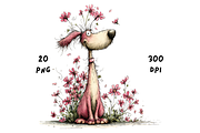 Whimsical Floral Dachshund, Cute Dog, an Animal Illustration by GiraffeCreative (Thumbnail 3 of 20)