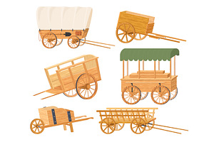 Wooden Carts And Wheelbarrow