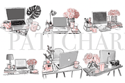 10 Office Desk Clipart, a Decorative Illustration by Pati Charm Studio (Thumbnail 2 of 8)
