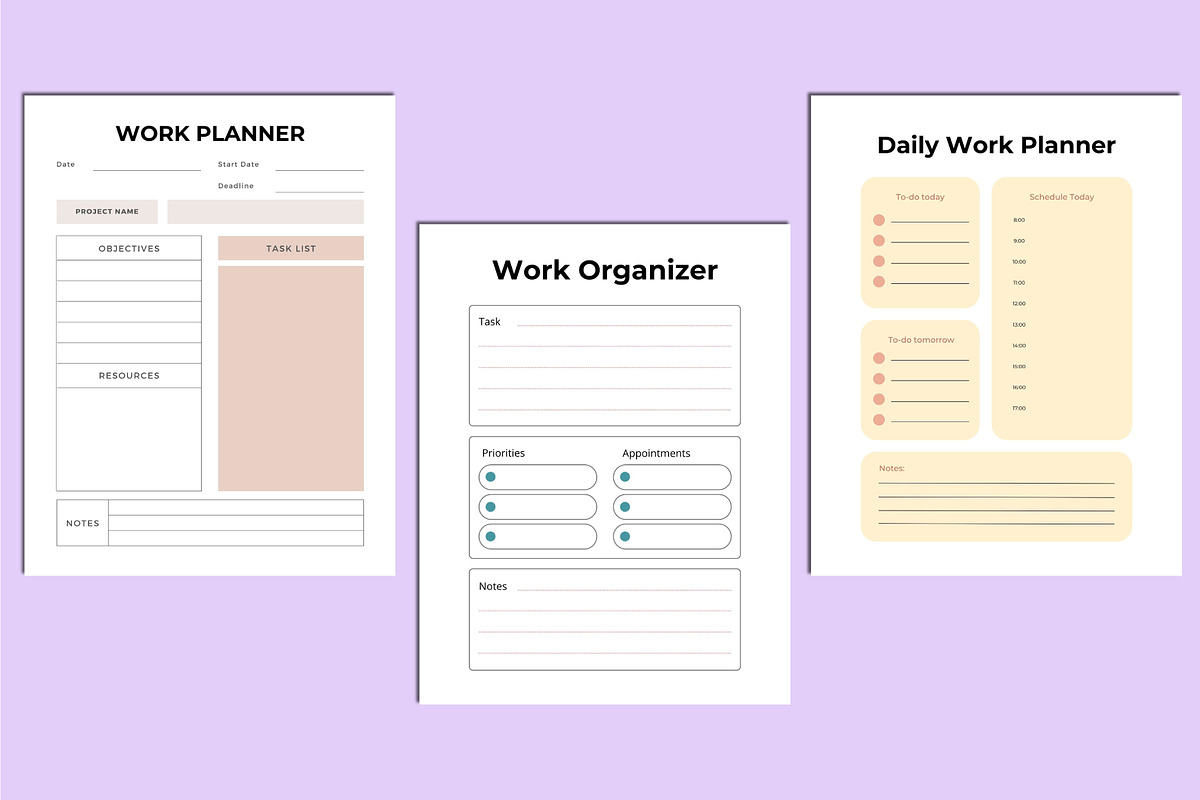 Editable Work Planner For Canva