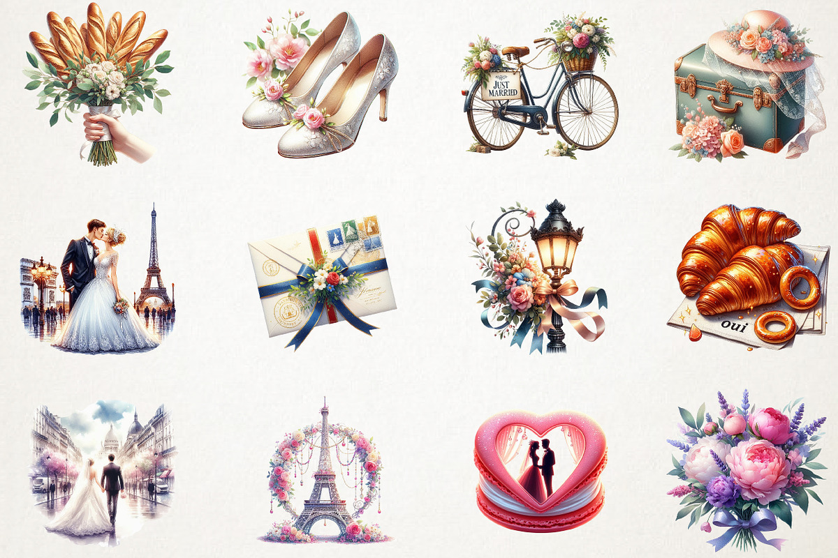 Parisian Just Married Clipart, an Illustration by RobertsArt (Photo 2 of 7)