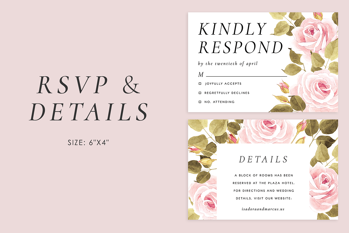 Roses – wedding set, an Invitation Template by Helen Halik art (Photo 3 of 10)