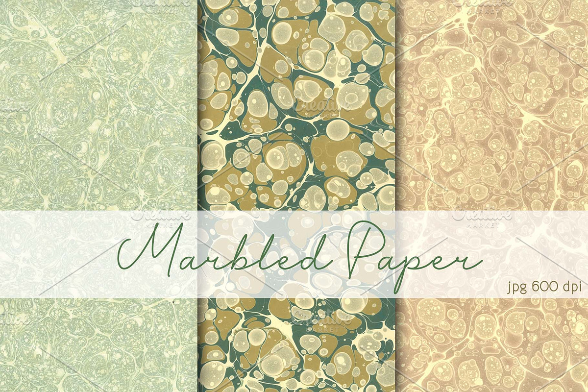 3 Hand Marbled Papers Flyleaf, a Texture Graphic by Marblingdom (Photo 1 of 5)