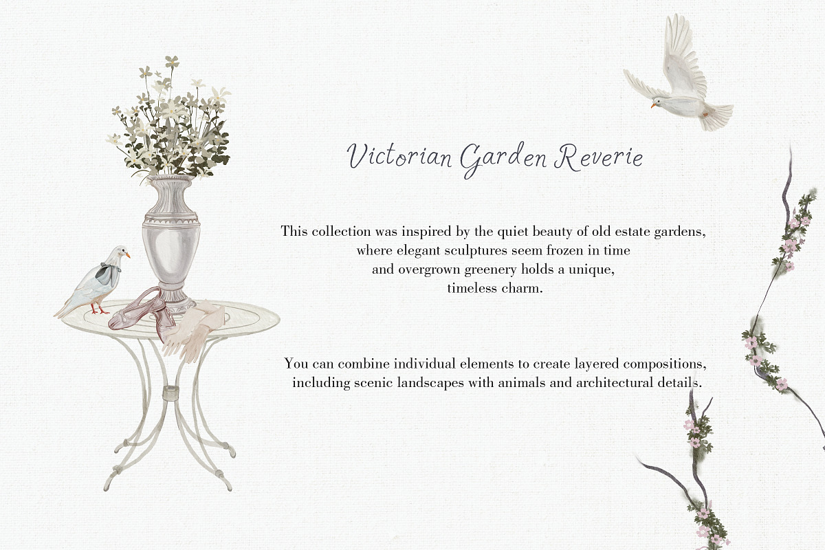 Victorian garden Riverie-summer set, a Decorative Illustration by Amely.Art (Photo 2 of 12)