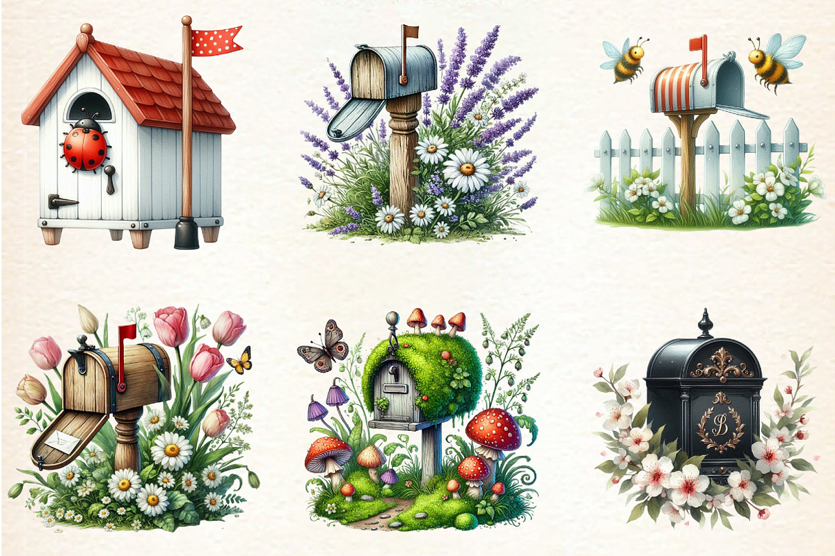 Spring Mailbox Sublimation Clipart, a Seasonal Illustration by DreamArtGraphic (Photo 3 of 5)