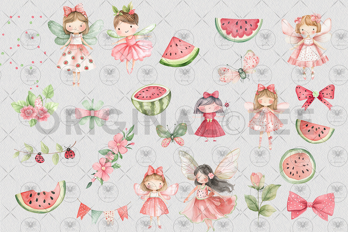 Watermelon Fairy Clipart Summer, an Illustration by BigCakeBee (Photo 3 of 4)