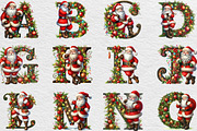 Christmas Alphabet PNG Santa Letters, an Illustration by Black Bird Studio (Thumbnail 4 of 4)