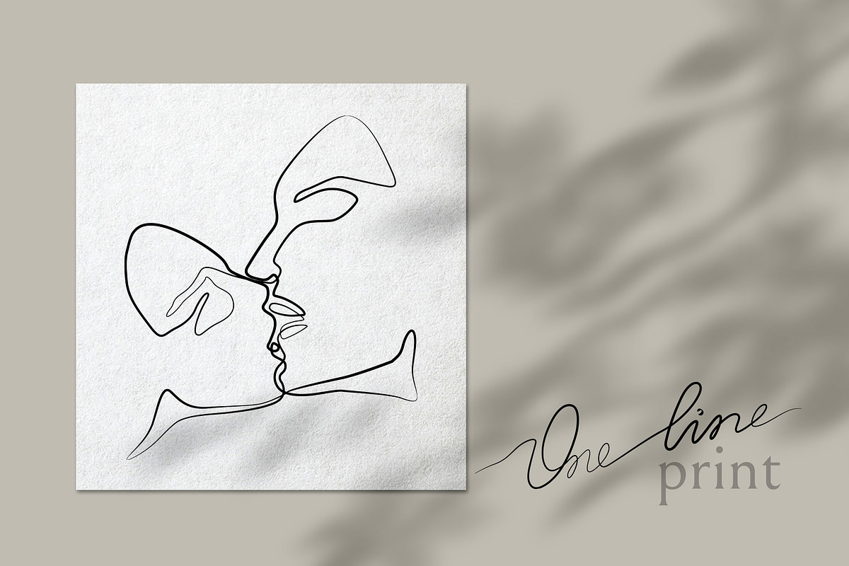 Kiss. One line Art Print., a Person Illustration by Anastasiia_Dzhioeva (Photo 2 of 2)