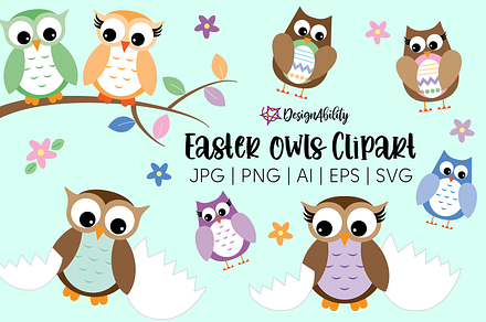 Easter Owls Clipart