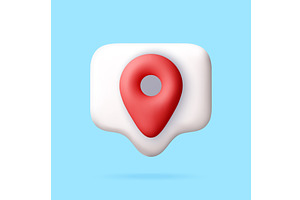 3D Red map pin on a white, a Technology Illustration by Abscent