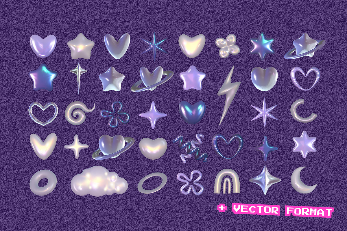 Y2K Glow & Dreamy Objects Pack, an Object Graphic by Anzhelika (Photo 5 of 10)
