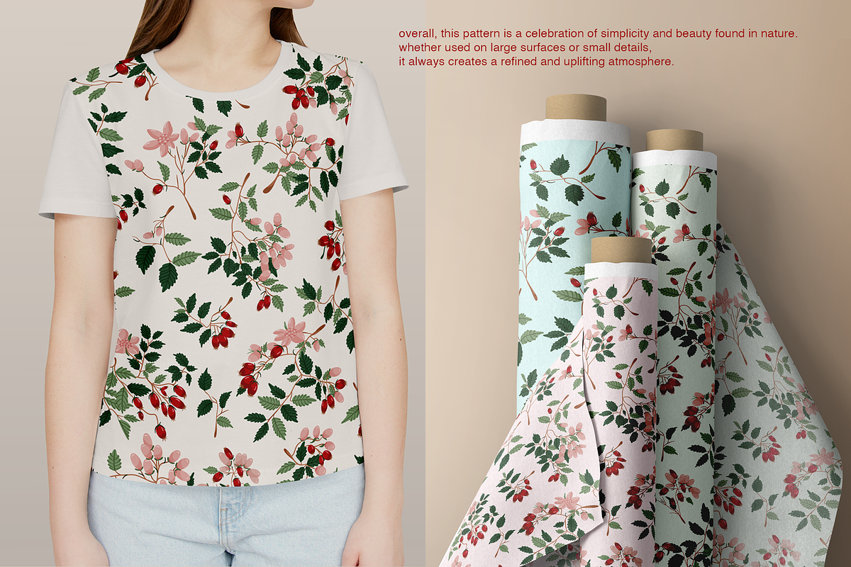 Rosehip Elegant Romantic Pattern, a Pattern Graphic by Mariia Kovalchuk (Photo 10 of 13)