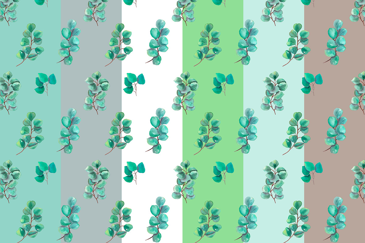 Eucalyptus digital paper watercolor, a Pattern Graphic by ...
