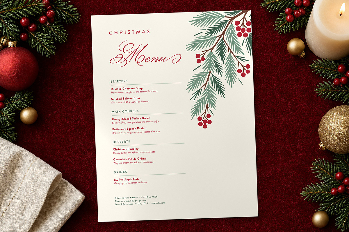 Elegant Christmas Menu Template, a Flyer Template by BrandPacks (Photo 3 of 6)