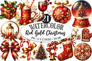 Red Gold Christmas Clipart, an Illustration by Designking (Thumbnail 1 of 5)