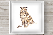 Watercolor Mother & Baby - Owls, an Animal Illustration by Tati Bordiu (Thumbnail 1 of 2)