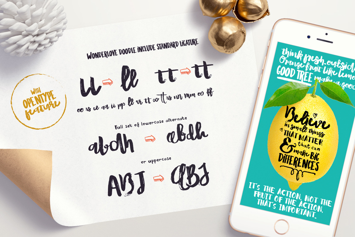 Wonderlove Doodle (4 Fonts)+Extra preview 8