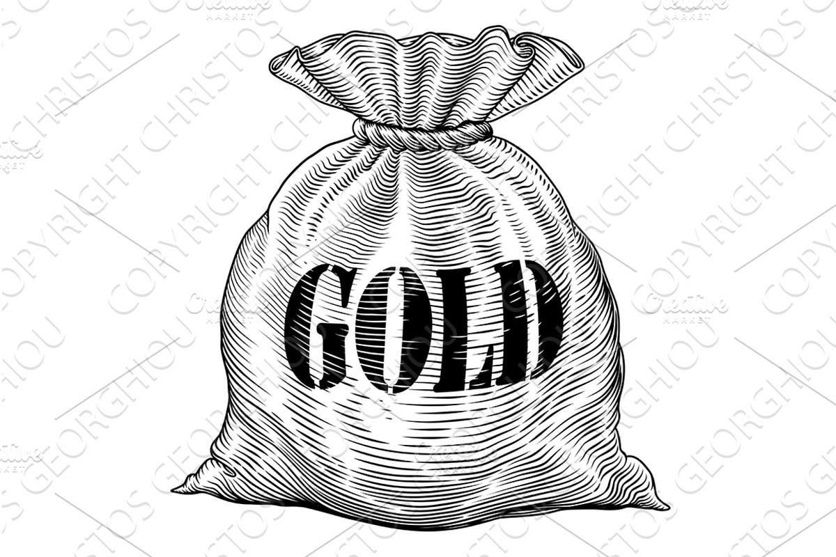 Sack Bag of Gold Concept in Vintage, an Object Illustration by Christos Georghiou
