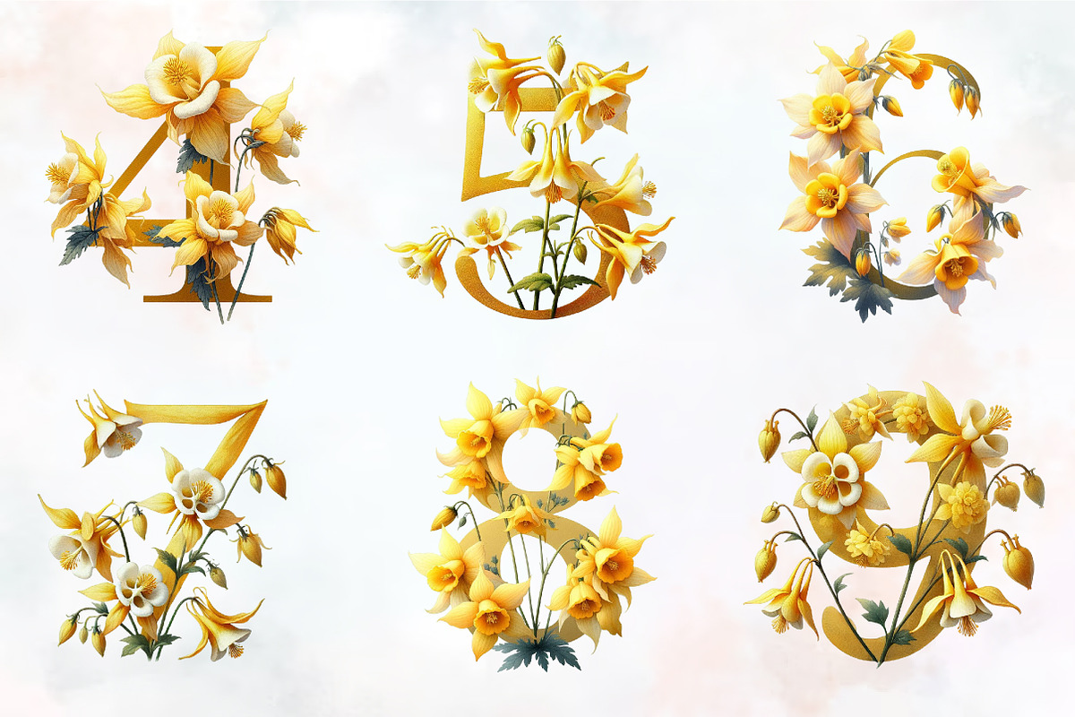 Golden Columbine Spring Alphabet Png, an Illustration by RobertsArt (Photo 5 of 7)